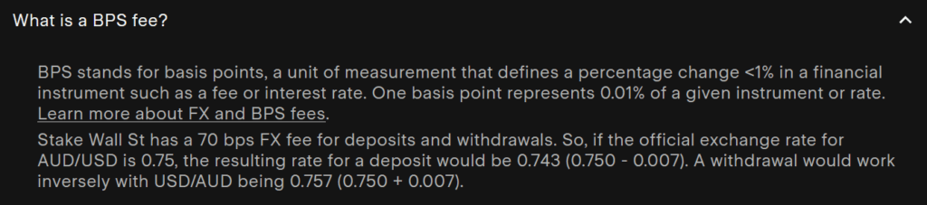 stake fx fees explination